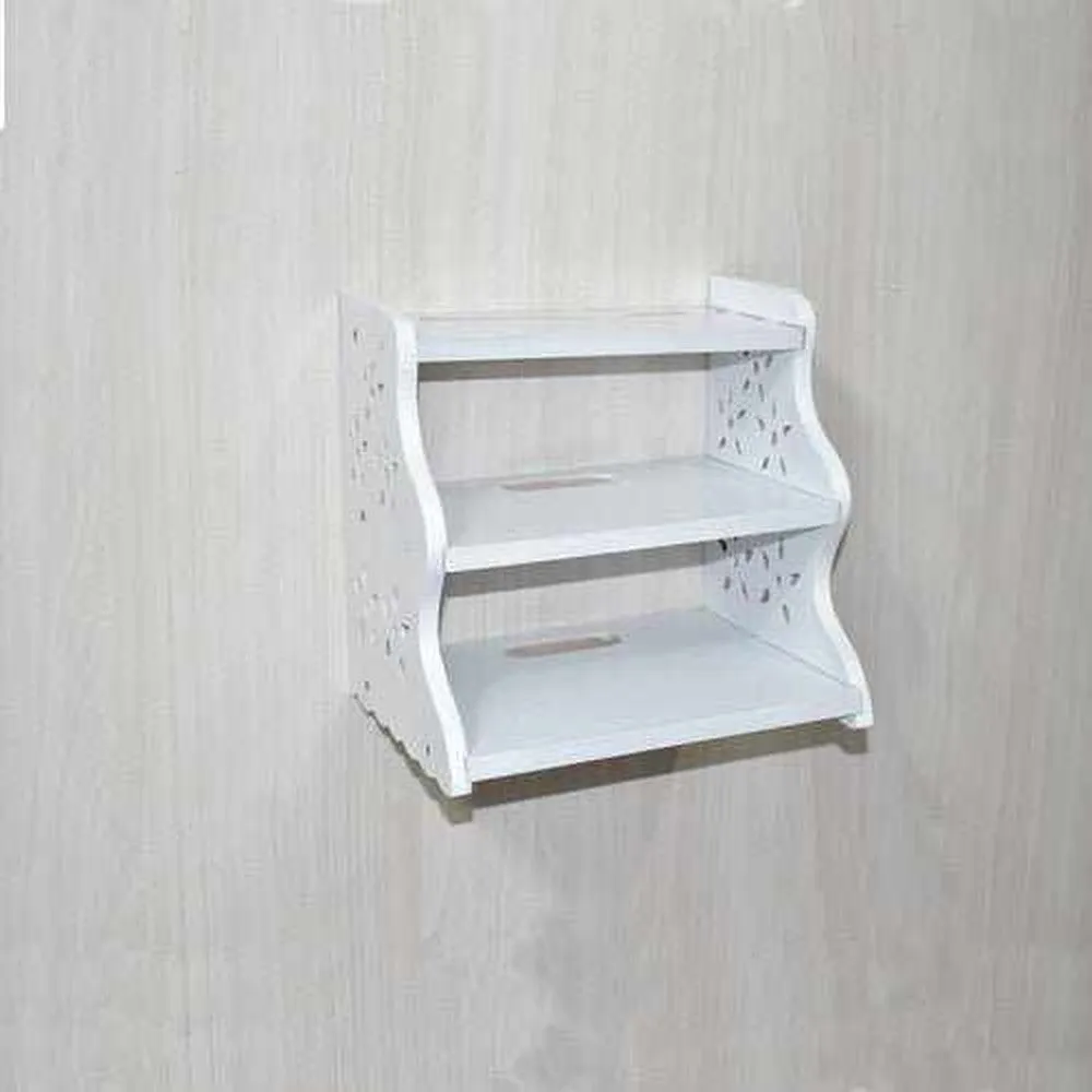 Wooden Set Top Box Holder With 2 Tier Shelves