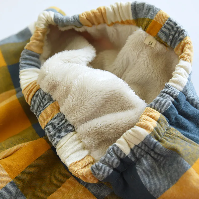 Yellow Cotton Flannel Plaid Pajama Set