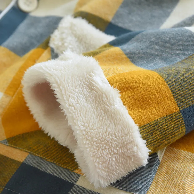 Yellow Cotton Flannel Plaid Pajama Set