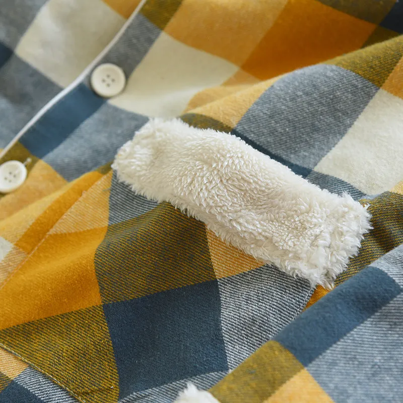 Yellow Cotton Flannel Plaid Pajama Set