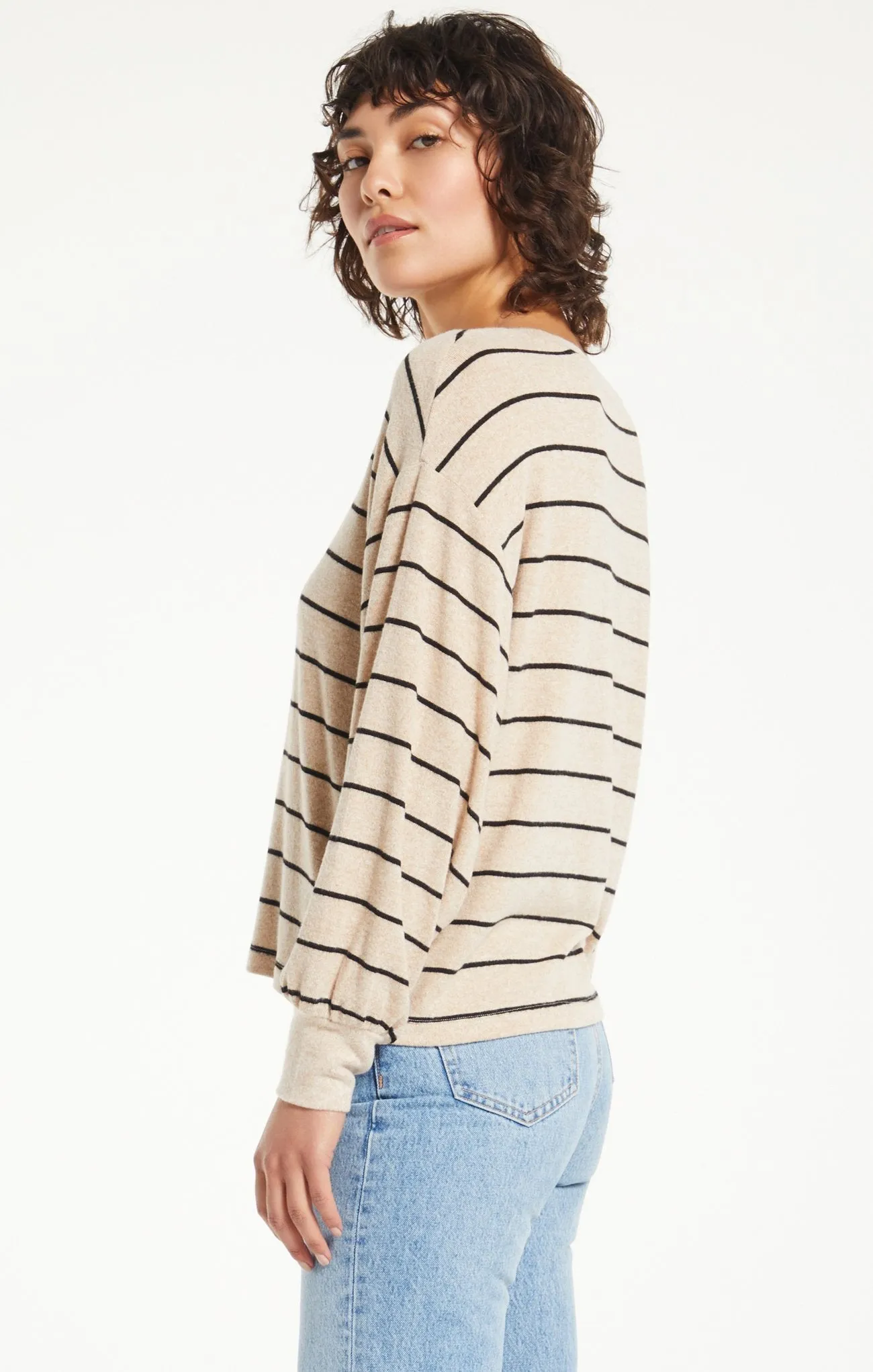 Z Supply Mira Stipe Marled Knit Long Sleeve Top