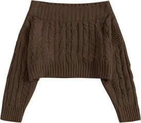 ZAFUL Women V Neck Button Knit Crop Sweaters Batwing Sleeve V Back Ribbed Hem Pullover Sweater