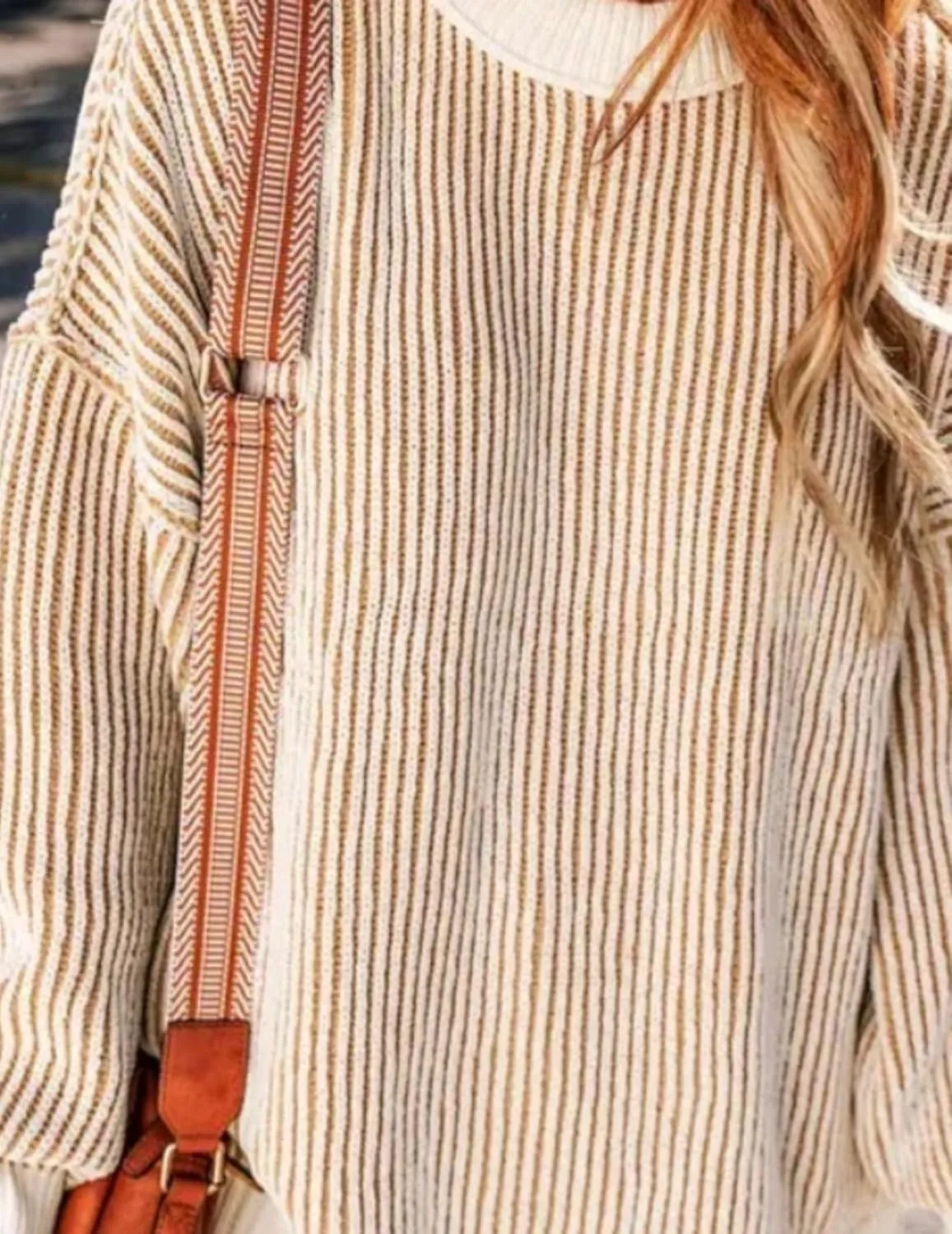 Zeagoo Women Sweater Long Sleeve Color Block Loose Pullover Rib Knit Blouse Tops