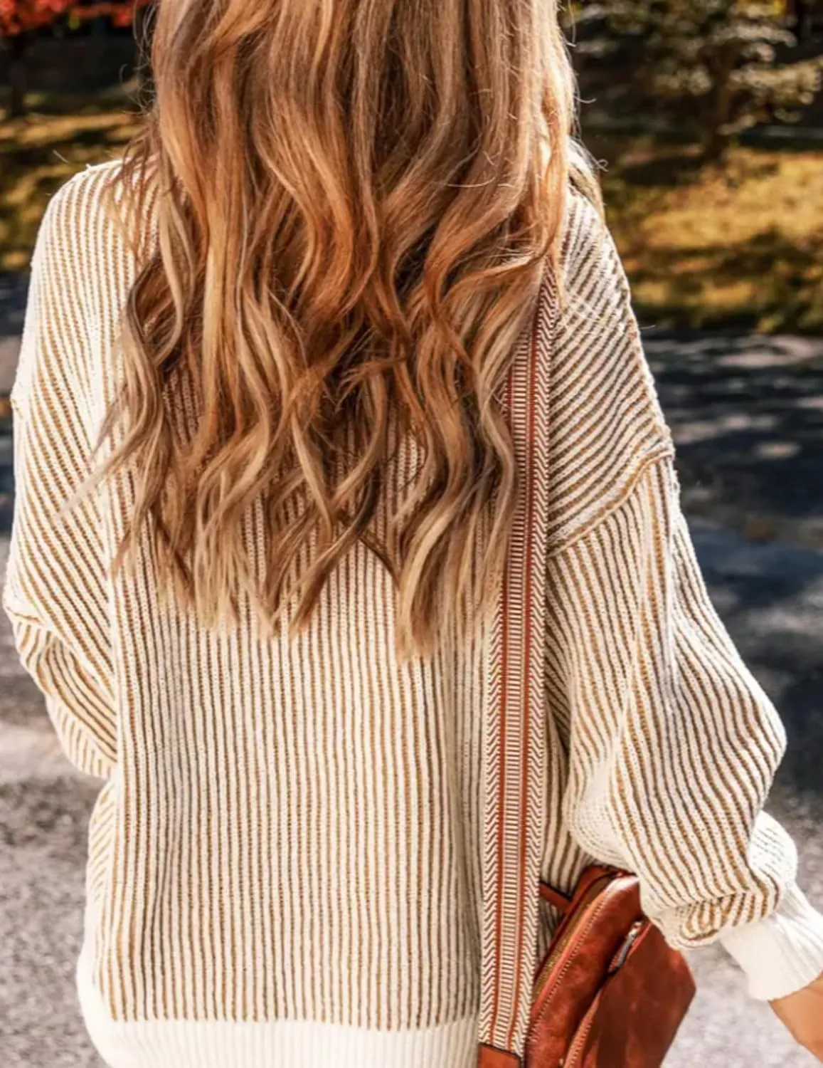 Zeagoo Women Sweater Long Sleeve Color Block Loose Pullover Rib Knit Blouse Tops